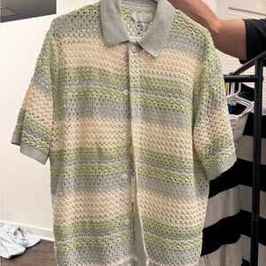 Kith Men's Casual Knit Shirt - Green, Cream, Gray